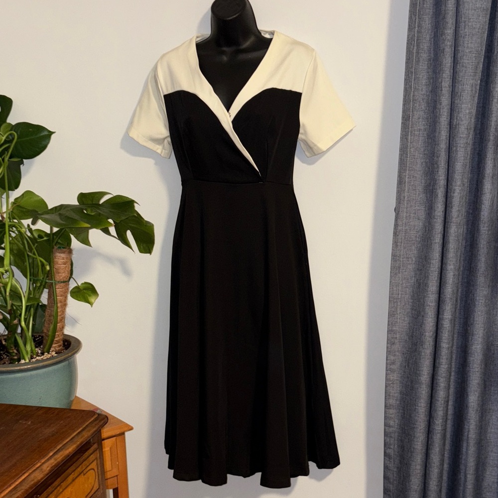 Chic Black and White Midi Dress from Only One